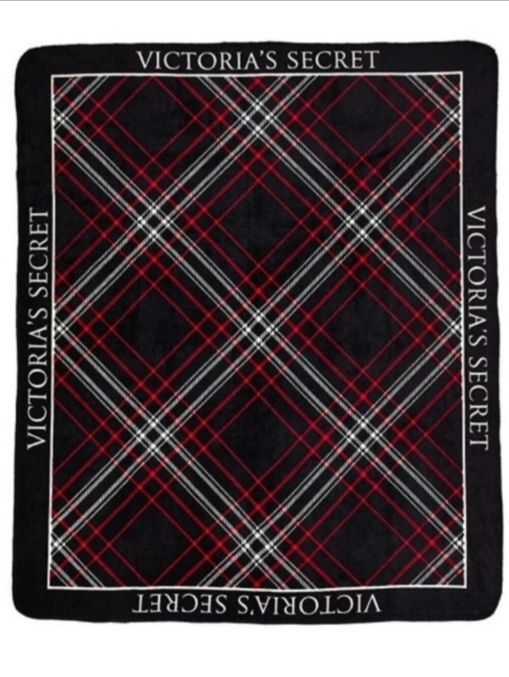 Victoria's Secret Logo Black & Red Cozy Blanket New!♡♡